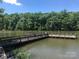 Community wooden dock extending into the lake, surrounded by lush trees at 171 Grand View Dr, New London, NC 28127