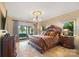 Luxurious main bedroom featuring a decorative ceiling, and lake view at 20428 Island Forest Dr, Cornelius, NC 28031