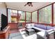 Relaxing screened-in porch with a comfortable sectional sofa and views of the backyard at 2425 Orofino Ct, Charlotte, NC 28269