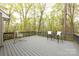 Spacious gray deck with seating and views of the wooded backyard at 3505 Mayspring Pl, Charlotte, NC 28269