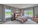 Cozy bedroom featuring natural light from two windows and a comfortable bed with stylish patterned linens at 4025 Cramer Estates Ct, Gastonia, NC 28056
