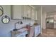Modern office space with granite counters, gray cabinets, and stainless steel refrigerator nearby at 4025 Cramer Estates Ct, Gastonia, NC 28056