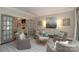 Cozy sitting room with plush chairs, stylish decor, and open access to another room at 6910 Green Turtle Dr, Charlotte, NC 28210