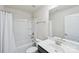 Bright bathroom featuring a shower/tub combo, modern vanity, and great natural light at 8715 Gladden Hill Ln, Fort Mill, SC 29715