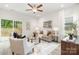 Cozy living room with neutral decor, comfortable seating, and sliding glass doors to the backyard at 1032 Dooley Dr, Charlotte, NC 28227