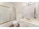 Well-lit bathroom featuring shower-tub, vanity sink and a large mirror at 1801 Briarcrest Nw Dr, Charlotte, NC 28269