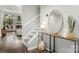 Open-concept foyer with stylish decor, stairs, and views of the living area at 181 Riverview Ter, Clover, SC 29710