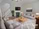 Staged living room featuring neutral colors, a fireplace, and a cozy rug at 1907 Caprington Dr, Fort Mill, SC 29707