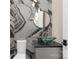 Bathroom featuring a modern glass sink and black and gray tile backsplash at 3268 Sherman Dr, Lancaster, SC 29720