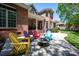 Backyard patio with colorful Adirondack chairs around a fire pit at 3622 Roxburgh Ln, Gastonia, NC 28056