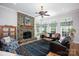 Inviting living room featuring a stone fireplace, hardwood floors, and a classic decor at 3622 Roxburgh Ln, Gastonia, NC 28056