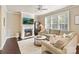 Cozy living room featuring a fireplace, plush seating, and ample natural light through shuttered windows at 4407 Coventry Row Ct, Charlotte, NC 28270