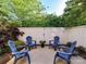 The patio features four Adirondack chairs, perfect for enjoying the backyard at 4407 Coventry Row Ct, Charlotte, NC 28270