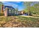 The backyard includes a blue deck, ample grass, and a dark blue home addition with white framed windows at 4937 Broken Saddle Ln, Charlotte, NC 28226