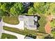 Overhead shot of the house, with a view of the backyard and surrounding landscaping at 6743 Fox Ridge Cir, Davidson, NC 28036