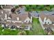 Aerial view of townhomes showing back patios, landscaping, and parking spots at 8221 Pineville Matthews Rd # A, Charlotte, NC 28226