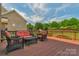Relaxing seating on wood deck overlooking tree-lined yard at 9008 Skipaway Dr, Waxhaw, NC 28173