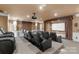 Home theater room with comfortable seating, projector, and screen at 9008 Skipaway Dr, Waxhaw, NC 28173