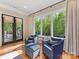 Sitting room with blue upholstered chairs, hardwood floors, and natural light at 1012 Shippon Ln, Waxhaw, NC 28173