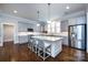 Modern kitchen featuring gray cabinets, stainless steel appliances, and a center island with seating at 1550 Matthew Mcclure Cir, Davidson, NC 28036