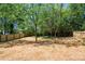Backyard features beautiful trees, a new wooden fence, and ample outdoor space at 166 Franklin Nw Ave, Concord, NC 28025
