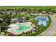 Aerial view of community amenities featuring a pool, clubhouse, playground, and tennis and basketball courts at 1809 Robbins Meadows Dr, Waxhaw, NC 28173