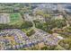 Aerial view of a neighborhood featuring a pool, sports fields and well-maintained homes surrounded by lush green trees at 235 Boxelder Rd, Clover, SC 29710