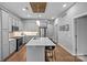 Modern kitchen features grey cabinets, quartz countertops, an island, and stainless steel appliances at 2401 Euclid Ave, Charlotte, NC 28203