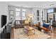 Inviting living room with modern decor, plush seating, decorative rug, and ample natural light from shuttered windows at 2401 Euclid Ave, Charlotte, NC 28203