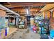 Unfinished basement space with exposed beams and plenty of storage capacity at 292 Mocksville Hwy, Statesville, NC 28625
