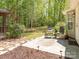 Backyard patio features outdoor seating amidst lush greenery, creating a serene and inviting outdoor retreat at 4628 Arthur Way, Rock Hill, SC 29732