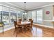 Inviting dining area features a round wood table and natural light from large windows at 7012 Chadwyck Farms Dr, Charlotte, NC 28226