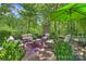 Backyard patio features comfortable outdoor seating and a stone fireplace at 727 Bluff Loop Rd, Rock Hill, SC 29730