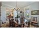 Formal dining room featuring a chandelier, hardwood floors, and stylish decor perfect for entertaining guests at 727 Bluff Loop Rd, Rock Hill, SC 29730