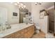 Large bathroom includes double sinks and walk-in shower at 7829 Village Harbor Dr, Cornelius, NC 28031