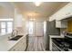 Modern kitchen with stainless steel appliances, white cabinets, and a view to the backyard at 11630 Lioness St, Charlotte, NC 28273