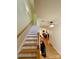 View of the staircase and foyer with hardwood floors leading to a cozy living space at 14022 Drake Watch Ln, Charlotte, NC 28262
