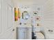 Charming half-bathroom featuring shiplap walls, stylish fixtures, and a modern design, offering comfort and convenience at 2045 Manila Bay Ln, Tega Cay, SC 29708