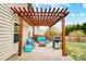 Cozy backyard featuring a covered patio with a grill, comfortable seating, and a well-manicured lawn at 2065 Taney Way, Indian Land, SC 29707