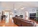 Open-concept living space with hardwood floors, fireplace, and views to other rooms at 216 Dewars Dr, Rock Hill, SC 29730