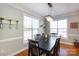 Bright dining room with hardwood floors, large windows, and stylish chandelier at 234 Deal Estate Dr, China Grove, NC 28023