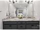 Bathroom vanity with granite counters, double sinks, and modern fixtures at 3041 Winged Teal Ct, Belmont, NC 28012