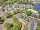 Aerial shot of a community featuring a pool, playground, and lake, set amongst homes and lush greenery at 4011 Fenworth Ct, Fort Mill, SC 29715