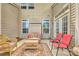 Cozy outdoor patio area with comfortable seating, a patterned rug, and neutral walls for relaxing afternoons at 4011 Fenworth Ct, Fort Mill, SC 29715