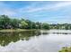 Scenic lake view surrounded by lush trees and charming homes creating a peaceful and picturesque neighborhood setting at 4743 Morning Dew Ct # 4743, Charlotte, NC 28269