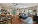 Spacious living room with hardwood floors, comfortable seating, and unique airplane decor at 7117 Chadwyck Farms Dr, Charlotte, NC 28226