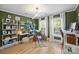 Home office offering bright green paint, a desk, white shelves, and plenty of natural light at 7117 Chadwyck Farms Dr, Charlotte, NC 28226