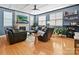 Inviting living room featuring a stone fireplace, hardwood floors, and ample seating for entertaining at 8140 Laurel Run Dr, Charlotte, NC 28269