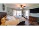 Comfortable main bedroom features a ceiling fan, neutral paint and hardwood floors at 1009 Leigh Ave, Charlotte, NC 28205