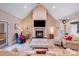Inviting living room featuring a fireplace, vaulted ceiling and comfortable seating at 1016 Secretariat Dr, York, SC 29745